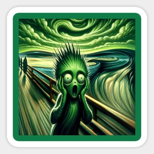 Emerald Agony: The Grinch's Silent Howl Sticker